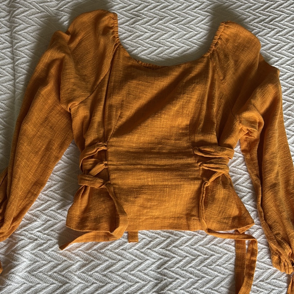 Free People Women's Burnt Orange Long Sleeve Top